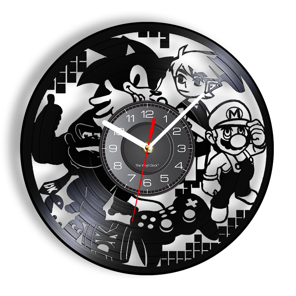 Vintage Gaming Accessories - Horloge murale en vinyle inspirée des